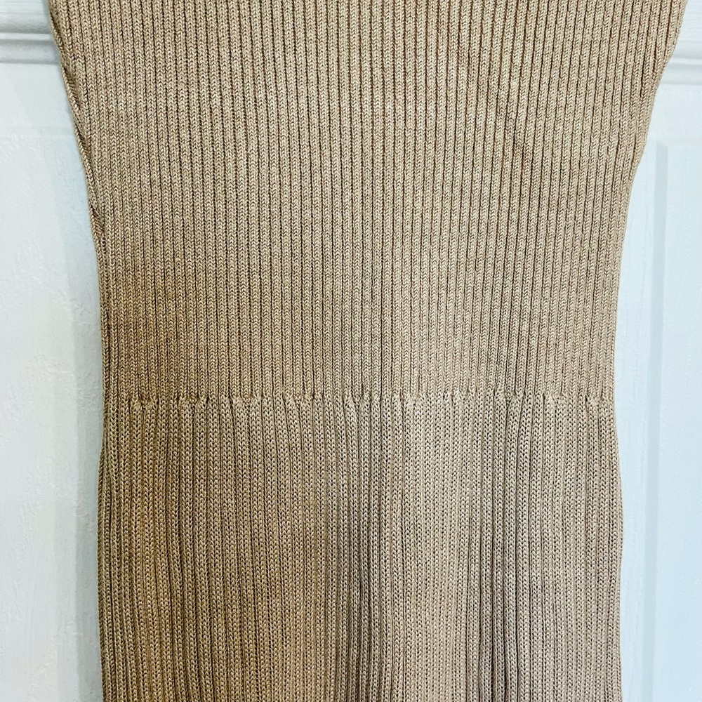 FREE w purchase knit skater dress, 3/4 sleeves, knee length, taupe color, pullon - Picture 8 of 12
